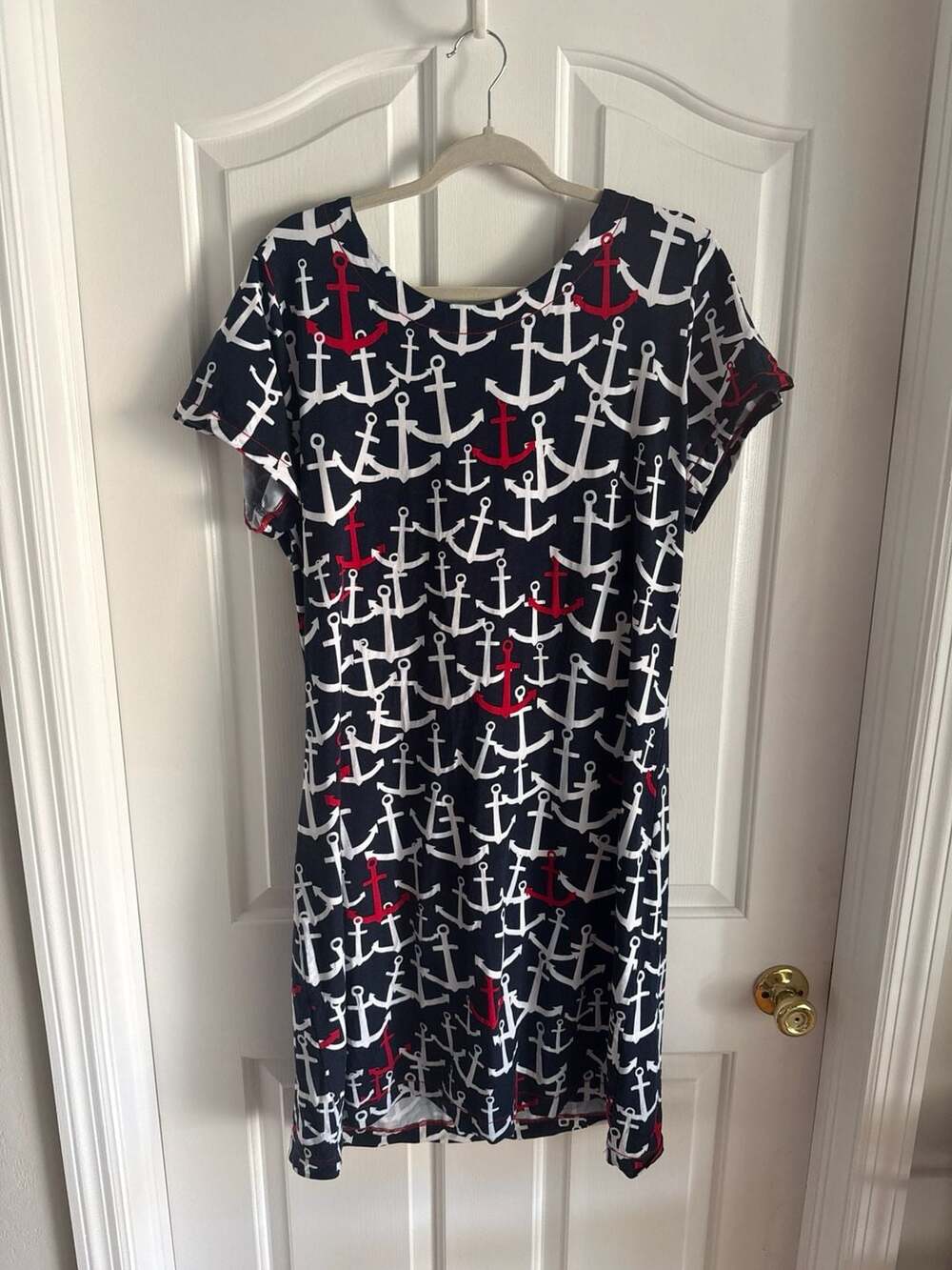 Hatley Scattered Anchors T-Shirt Dress in Navy Size XL